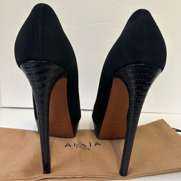 Alaïa Suede Pumps Black size EU 38.5 Leather Stiletto Heel & Platform - Picture 7 of 9